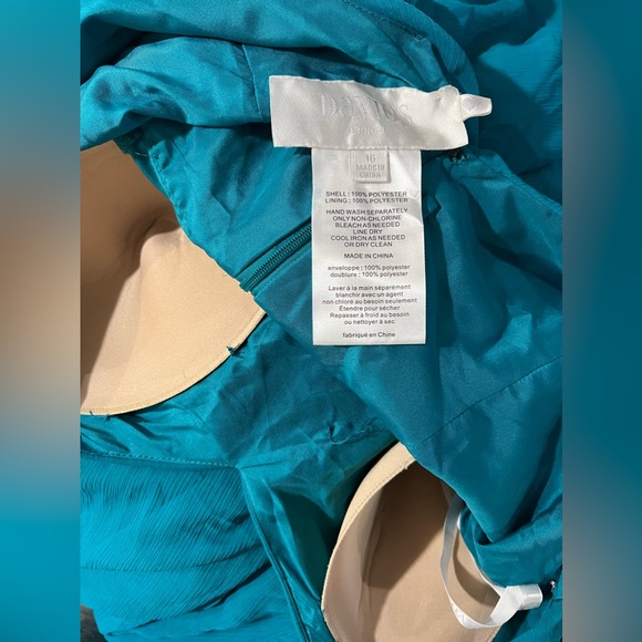 David’s Bridal Blue Side Slit Formal Prom Homecoming Wedding - Picture 2 of 9